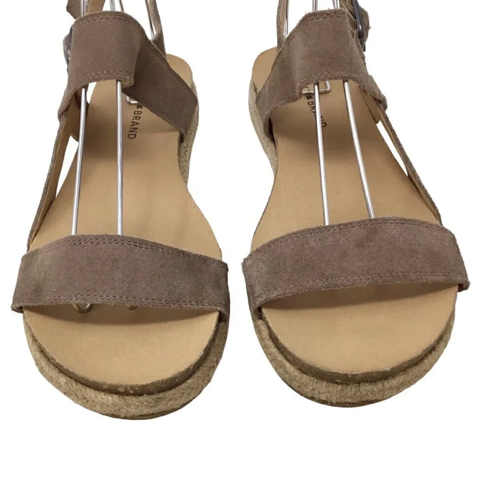 Lucky Brand Gadine Espadrille Sandals Suede Tan Leather Size 9.5 Boho Buckle
